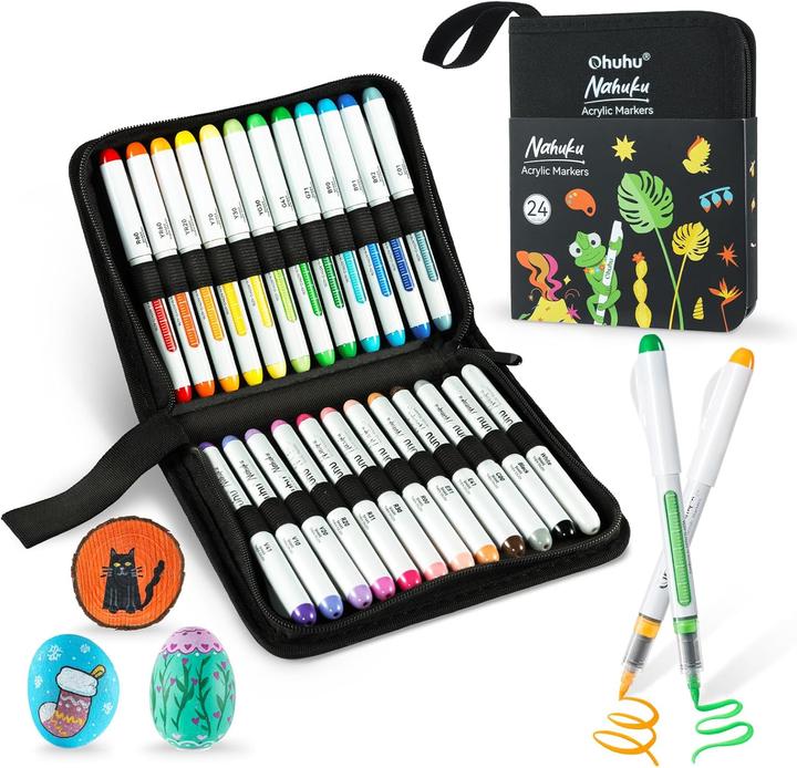 Ohuhu Acrylmarker (Multicolore, 3 mm, 24 x)