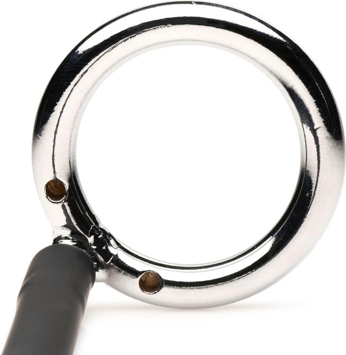 Actual product image Master Series XR Brands - Tug + Plug Cock & Ball Ring with Anal Plug - Black & Silver (5 cm)