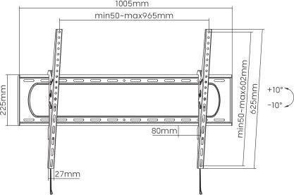 Image du produit Manhattan Support TV mural inclinable avec capacité de charge particulièrement élevée pour les grands écrans (Mur, 120", 120 kg)