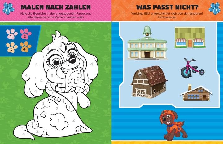 Produktbild PAW Patrol Rätselbuch mit 40 Tattoos (Deutsch, Schwager & Steinlein Verlag, 2024)