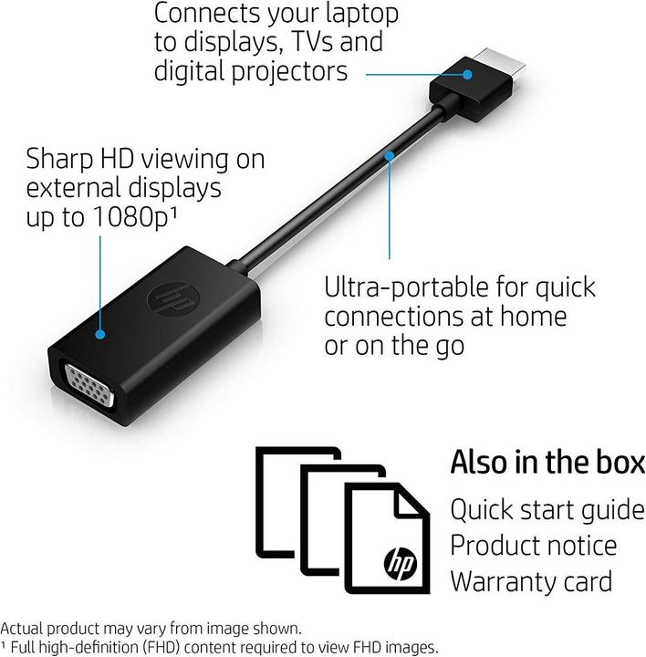 Actual product image HP HDMI to VGA (VGA, 16 cm)