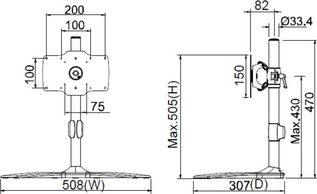 Produktbild Multibrackets Tischständer Single (Tisch, 32")