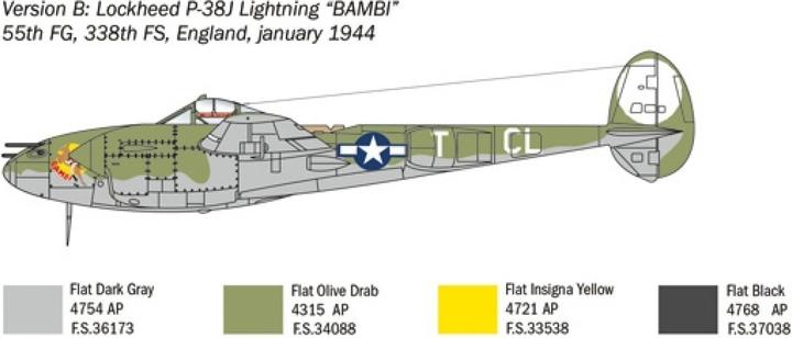 Actual product image Italeri 1:72 US P-38J Lightning