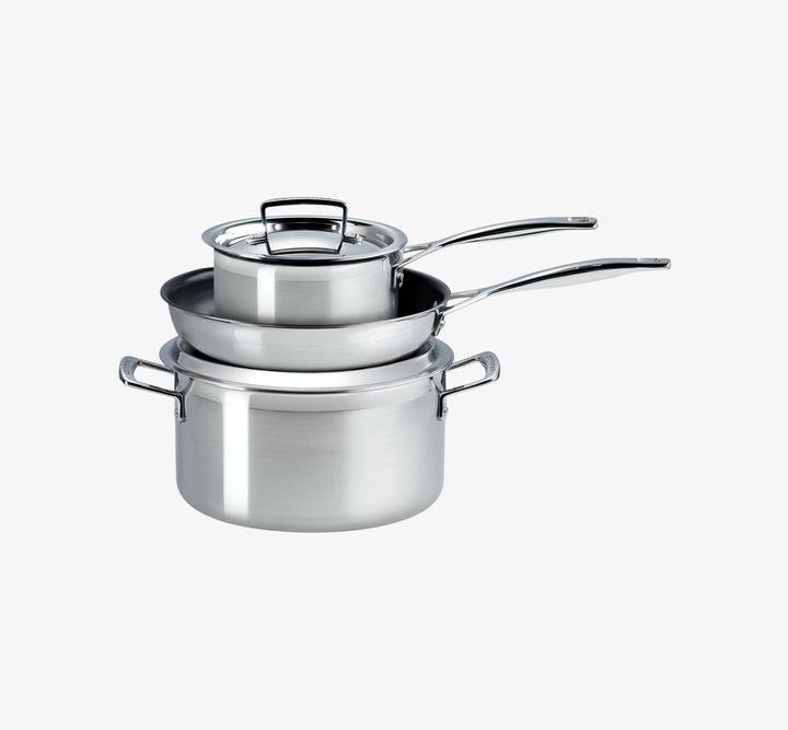 Actual product image Le Creuset 3-PLY 3-PIECE COOKING SET (24 cm, Pan set + pot set, Stainless steel)