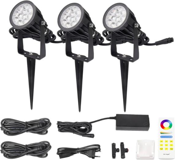 Image du produit Milight Lot de 3 spots de jardin LED Smart sans fil 6W (550 lm, IP66)