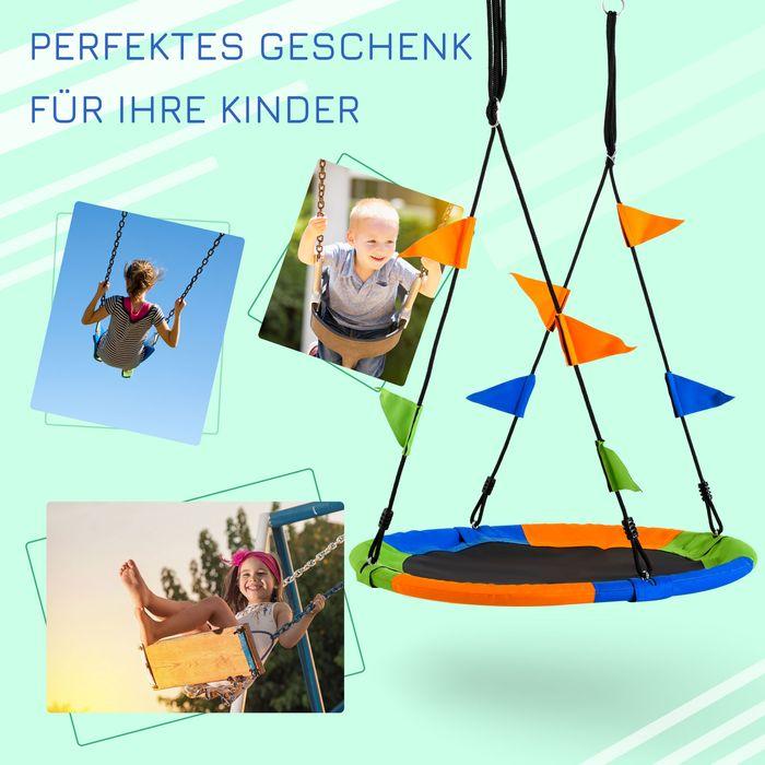 Produktbild Swisshandel24 Ø100 cm Nestschaukel Tellerschaukel Kinderschaukel Gartenschaukel bis 80 kg Outdoor belastbar für 3+