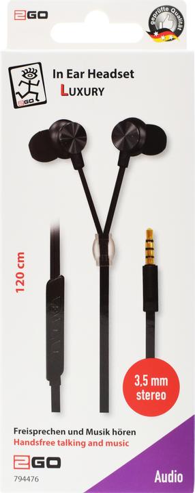 Actual product image 2GO Metallic InEar Headset 3.5mm stereo, silver/sw (Cable)