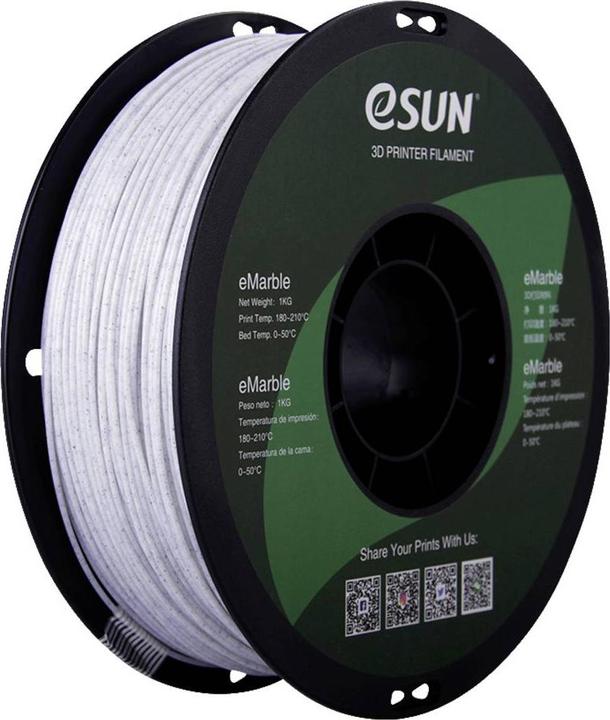 Actual product image eSUN eMarble Filament PLA Compound 1.75 mm 1 kg Marble (PLA, 1.75 mm, 1000 g, White)