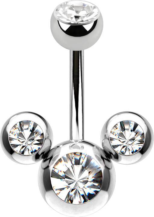 Produktbild Star Piercing Banane silber Micky Maus mit Kristall silber (Chirurgenstahl 316L, ohne Messing)