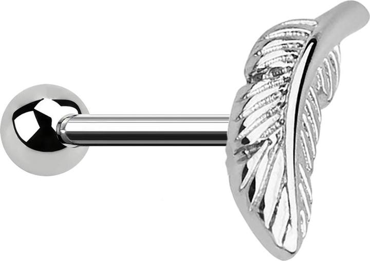 Produktbild Star Piercing Micro Barbell silber mit Kugel und Feder links (Messing, Chirurgenstahl 316L)