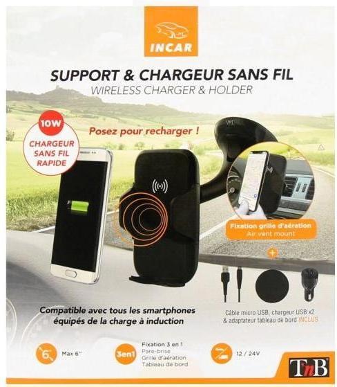 Actual product image T'nB Universal 3 in 1 Qi Car Mount