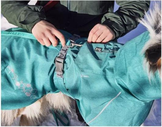 Actual product image Hurtta Monsoon V2 Eco green mackintosh, 70 cm (70, Dog raincoat)
