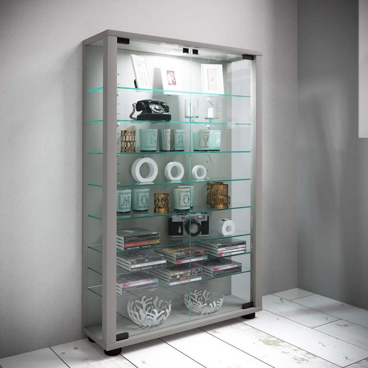 Produktbild VCM Sammel Stand Vitrine Holz Glas Lumo Mini (59 x 18 x 90 cm)