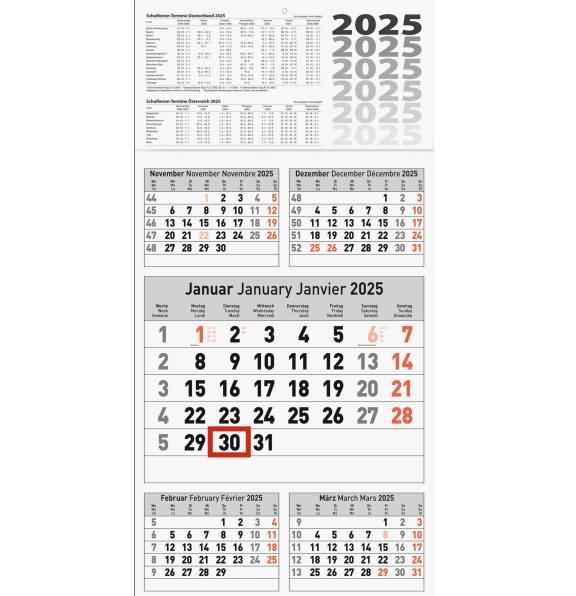 Actual product image Fünfmonatskalender (30 x 45 cm, Hardcover, English, German, French)
