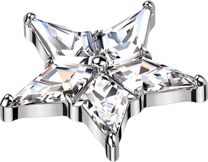 Produktbild Star Piercing Dermal Anchor Stern silber Kristalle silber (Titan G23, ohne Messing)