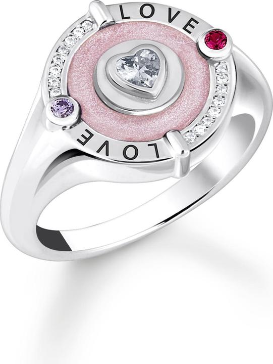 Image du produit Thomas Sabo Bague sceau avec coeur et pierres Argent (54, Argent 925)