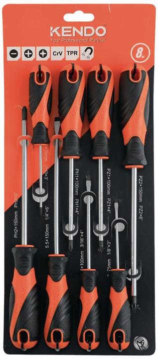 Actual product image Kendo Screwdriver set for slotted, Philips + Pozidriv screws (Port)
