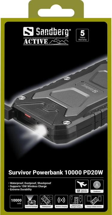 Actual product image Sandberg Survivor (10000 mAh, 22.50 W, 37 Wh)