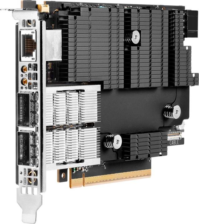 Actual product image HPE E InfiniBand, NDR200/Ethernet, 200GbE, 2-port, QSFP112, PCIe5, x16, MCX755106AC-HEAT, Adapter (PCIe)