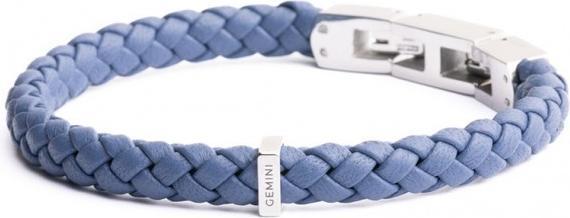 Immagine prodotto Gemini BRACCIALE - PELLE BLU - 19+2 CM (21 cm, Argento, Nappa)