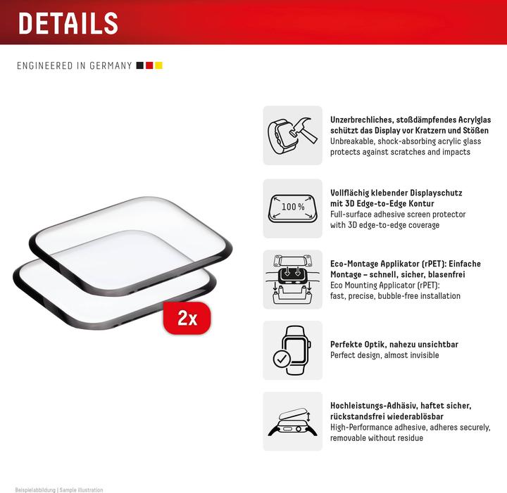 Immagine prodotto Displex Full Cover Schutzfolie, Full Cover Watch Glass, Doppelpack