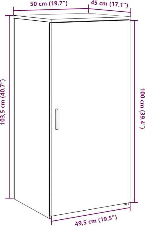 Produktbild VidaXL Lagerschrank Weiss 50x45x103,5 cm Holzwerkstoff Schrank Aktenschrank