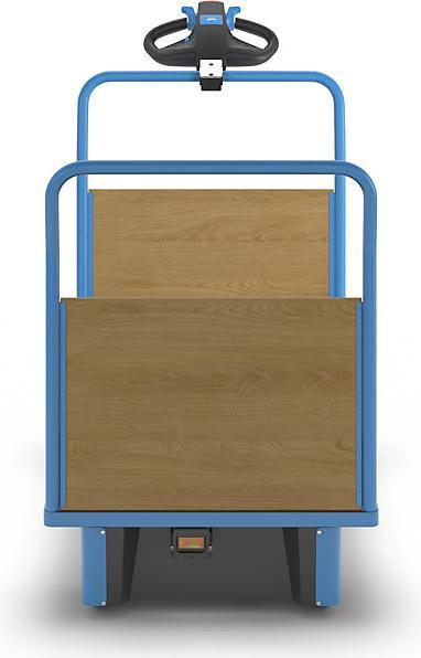 Actual product image eurokraft pro Platform truck with electric drive, 2 MDF end panels, LxWxH 1620 x 800 x 1300 (500 kg)