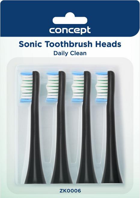 Concept Zahnbürstenspitzen für PERFECT SMILE ZK40xx, Daily Clean, 4 Stück, schwarze Farbe (4 x)