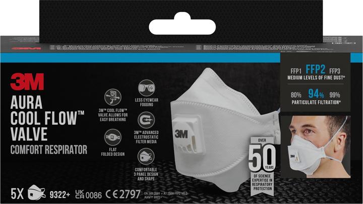 Image du produit 3M Masque de protection respiratoire, blanc (FFP2, FFP2 R D, 5 x)