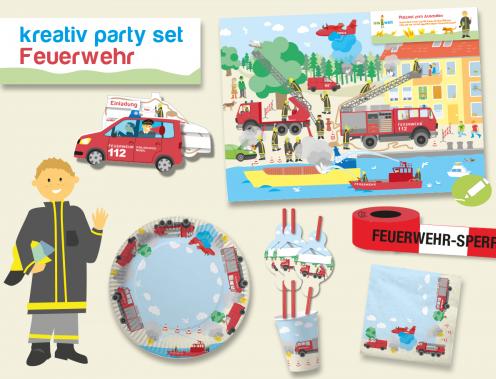Produktbild DH-Konzept Party Deko Set Feuerwehr für 6 Kinder 51 teilig