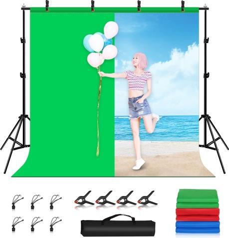 Actual product image Puluz 2x2m Photo Studio Background Stand Kit with Red / Blue / Green Backdrops (200 cm)