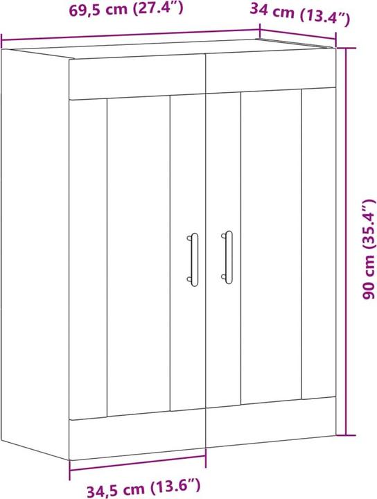 Produktbild VidaXL Wandschrank (69.5 x 34 x 90 cm)