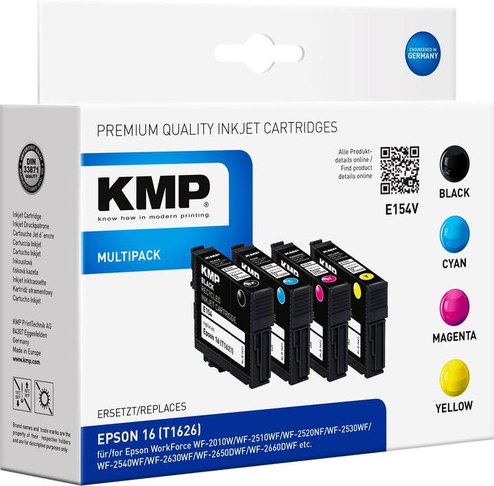 Actual product image KMP E154V Multipack BK/C/M/Y compatible with Epson T 162 (M, FC, C, Y)