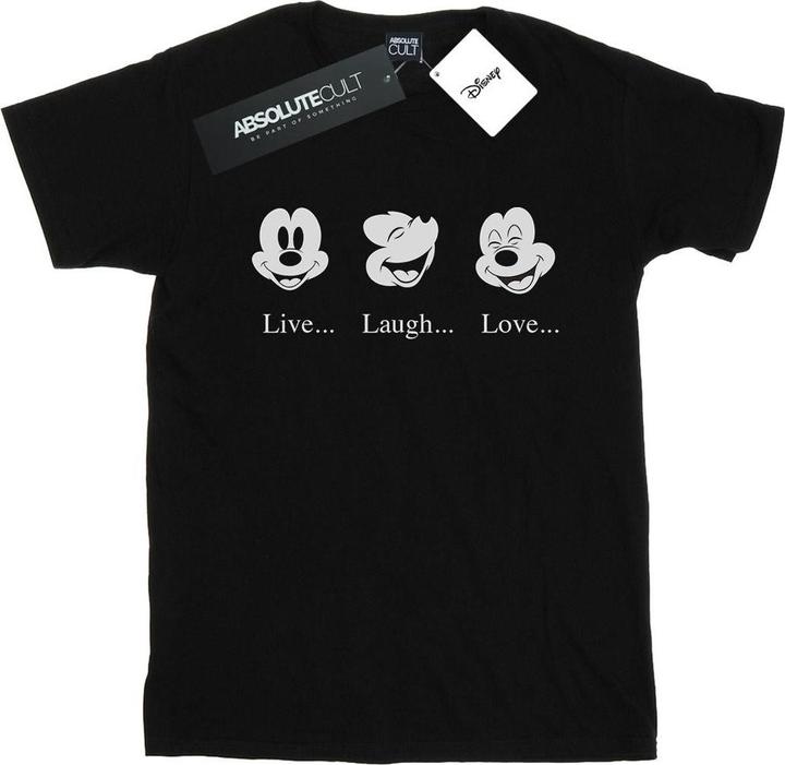 Actual product image Disney Womens/Ladies Mickey Mouse Live Love Laugh Cotton Boyfriend T-Shirt (XXL)