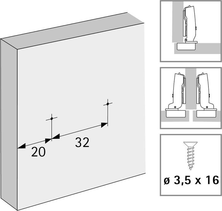 Produktbild Hettich Linearmontageplatten Sensys/Intermat 8099, Eckmontage, zum Ans (50 Stk.)
