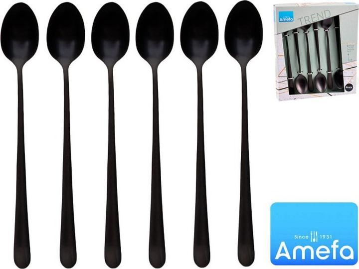 Immagine prodotto Amefa Set di cucchiai per long drink / latte macchiato 6 pezzi PVD nero 1410 Austin (6 Pezzo/i, Forcone)