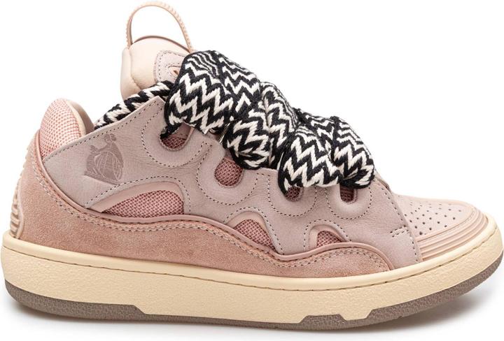 Lanvin curb sneakers in white and pink leather (37)