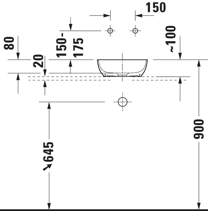 Produktbild Duravit Sivida Aufsatzwaschtisch, eckig, 300x300mm, ohne Hahnloch, ohne Überlauf (300 mm, 300 mm)