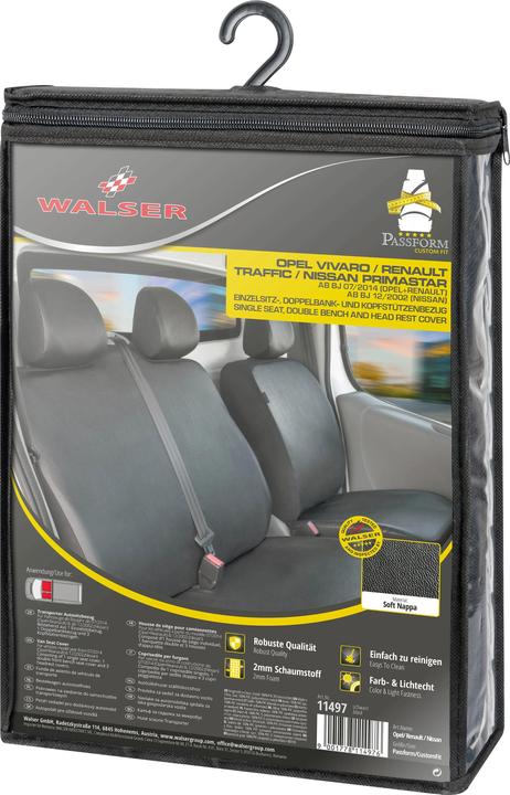 Image du produit Walser Housses de siège pour Opel Vivaro, Renault Trafic, Nissan Primastar, ES et DB avant BJ 06/2001 -