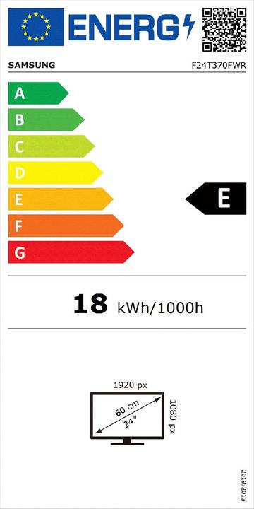 Energie-Label Samsung F24T370FWR - LED-Monitor - 60 cm (24") (1920 x 1080 Pixel, 24")