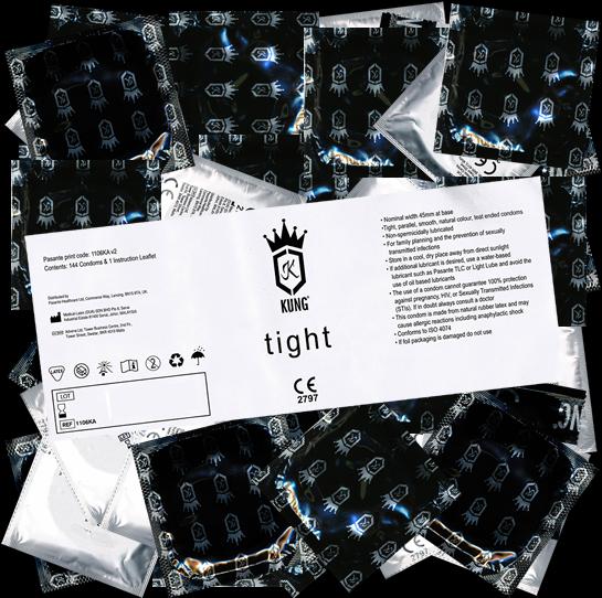 Produktbild Kung Tight» Very Slim Fit - 144 sehr enge Kondome mit 45mm Breite, Bulkpack (144 Stk.)