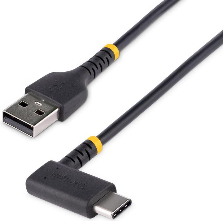 Produktbild StarTech com 6ft (2m) USB A to C Charging Cable Right Angle - Heavy Duty Fast Charge USB-C Cable - B (2 m, USB 2.0)