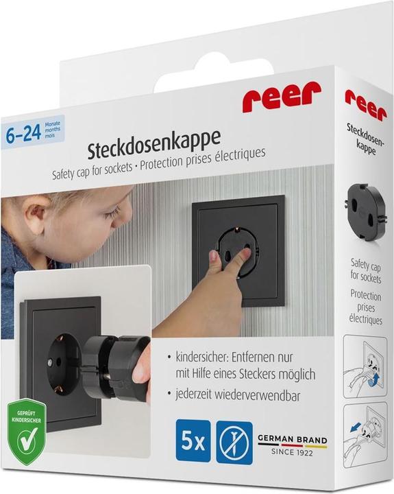 Produktbild Reer Steckdosenkappe schwarz 5St
