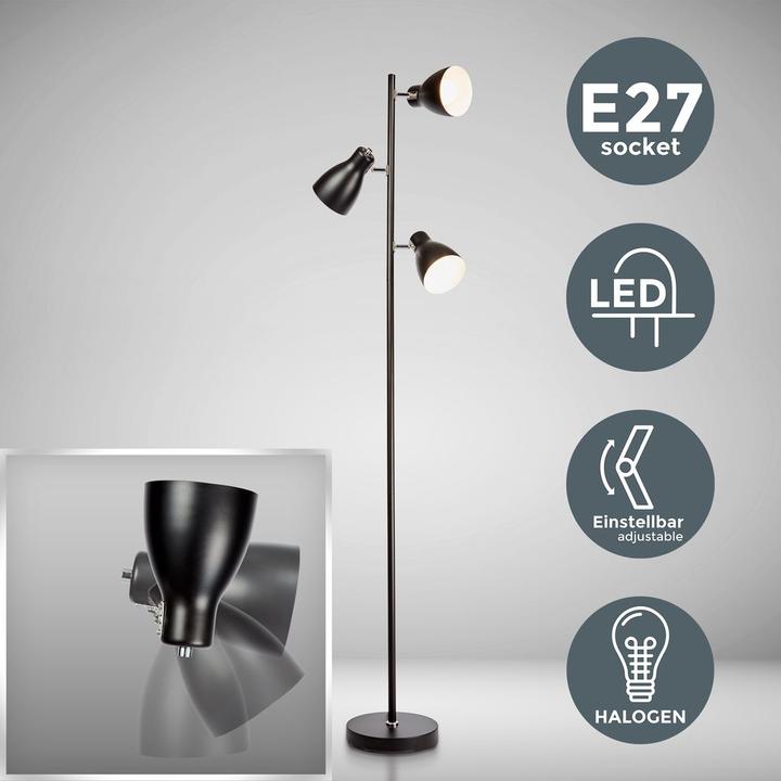 Immagine prodotto B.K.Licht Lampada da terra, nera, 3xE27 escl. (E27)