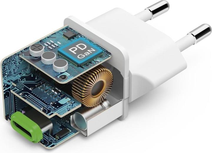 Productafbeelding Hama Snellader, USB-C, PD/Qualcomm®/GaN, Minilader, 30 W, Wit (30 W)