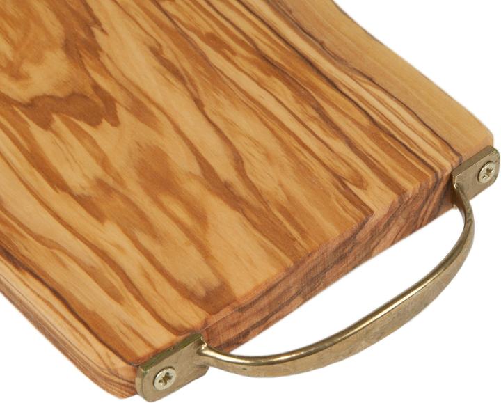 Immagine prodotto Natura Punto Tavola rettangolare in legno d'ulivo 100% con manico in ottone, 30x16x2,4 cm