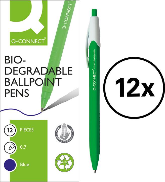 Actual product image Q-Connect Biodegradable ballpoint pen (Blue, 12 x)
