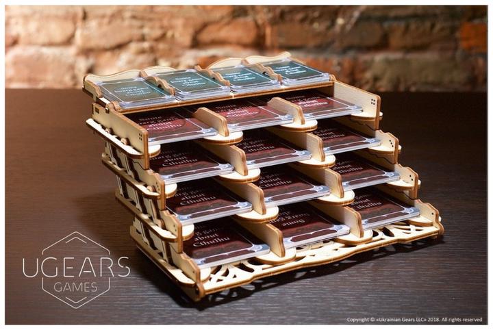 Actual product image Ugears Card holder mechanical wooden device for tabletop games