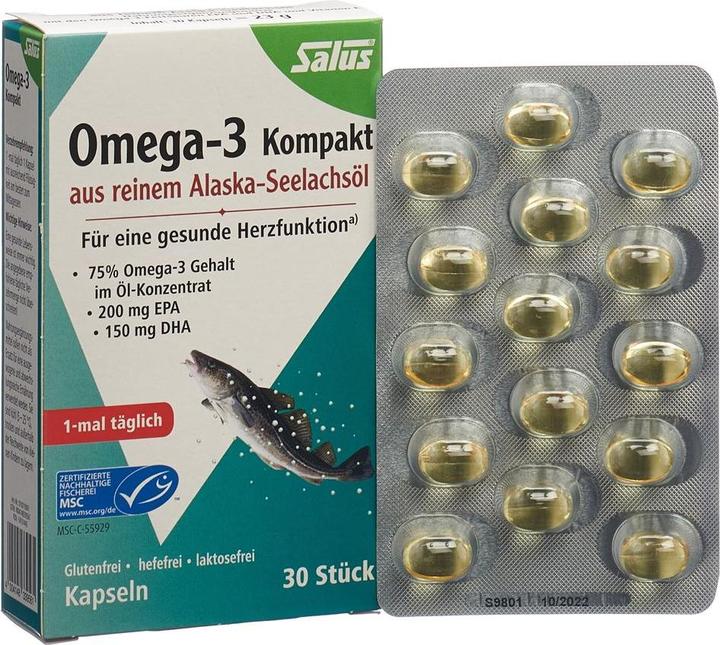 Produktbild Salus Omega-3 Kompakt Seelachsöl Kaps (30 Stück, Kapseln, 48 g)