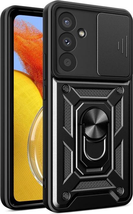 Hurtel Hybrid Armor Camshield case for Samsung M14 with camera cover - black (Samsung Galaxy M14)